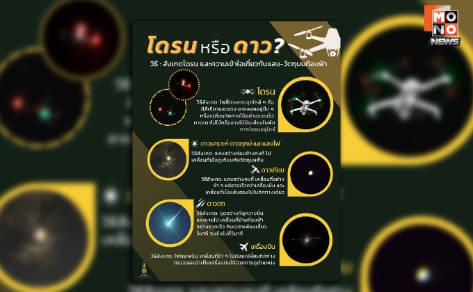 “กองทัพบก” เผยวิธีสังเกตุข้อแตกต่างระหว่าง “โดรน กับ ดาว”