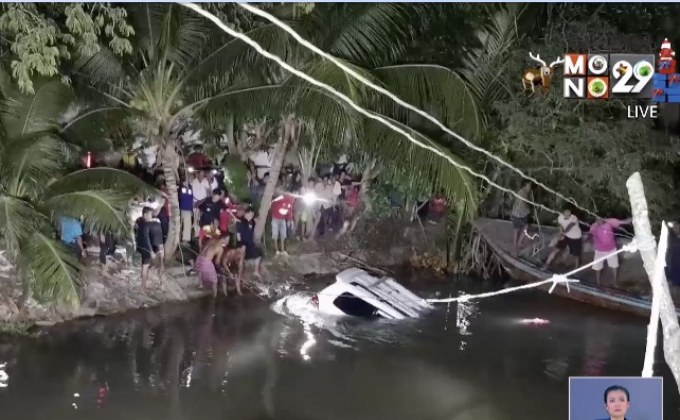พบร่างนายกเล็กเมืองตรังหลังรถพุ่งตกน้ำ
