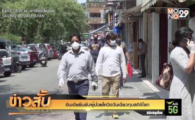 อินเดียยืนยันผู้ป่วยโควิดวันเดียวทุบสถิติโลก