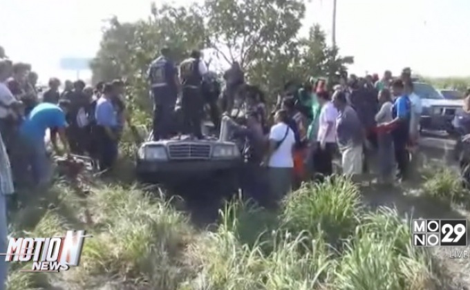 รถเบนซ์พุ่งออกจากปั๊มเสียหลักชนต้นไม้เสียชีวิต 1 คน