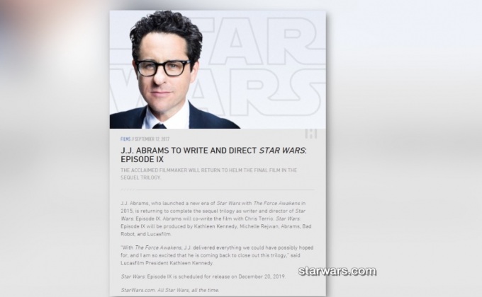 “เจ.เจ.แอบรัมส์” รับช่วงต่อสตาร์วอร์สภาคใหม่