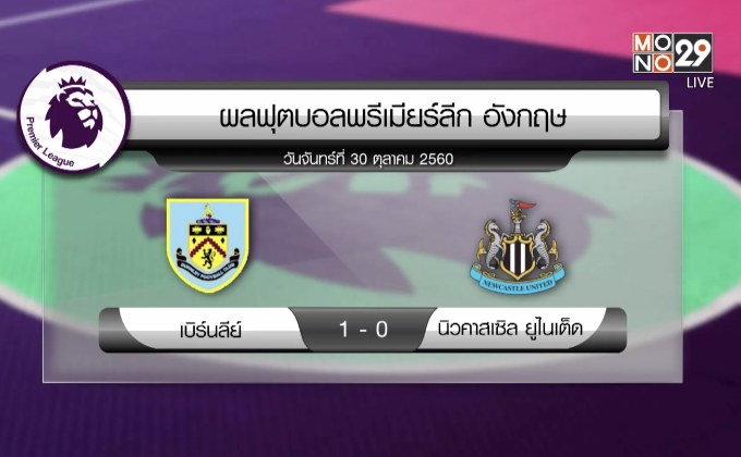 ผลฟุตบอลพรีเมียร์ลีก นัดมันเดย์ไนท์