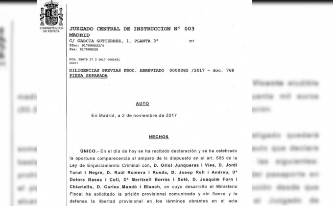 ศาลสเปนสั่งขังอดีตคณะบริหารกาตาลุญญา 8 คน