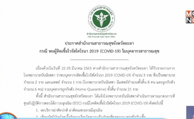 สั่งปิด รพ.บันนังสตา หลังพบแพทย์-พยาบาลติดโควิด