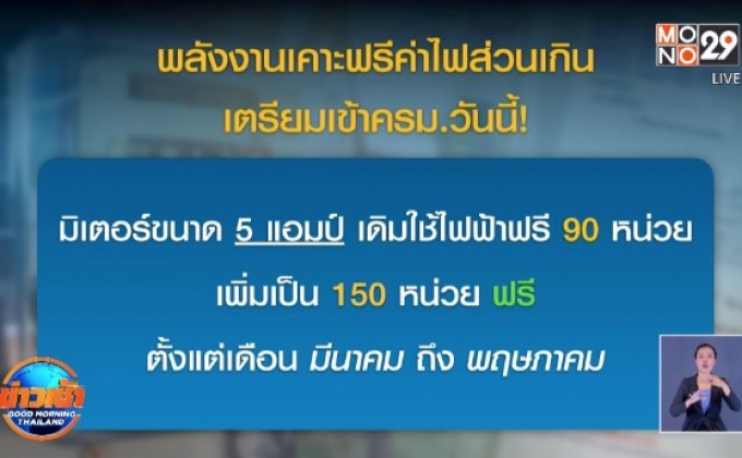 พลังงานเคาะฟรีค่าไฟส่วนเกิน เตรียมเข้าครม.วันนี้!