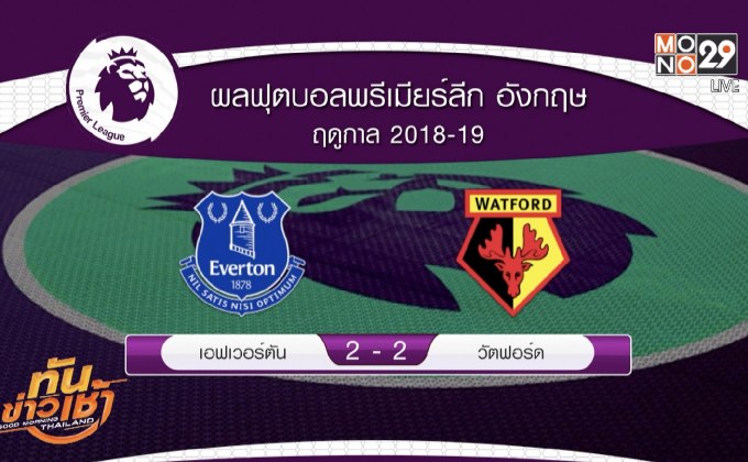 ผลการแข่งขันฟุตบอลพรีเมียร์ลีก นัดมันเดย์ไนท์