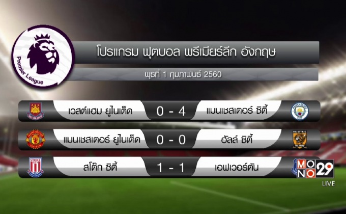 ผลฟุตบอลพรีเมียร์ลีก อังกฤษ