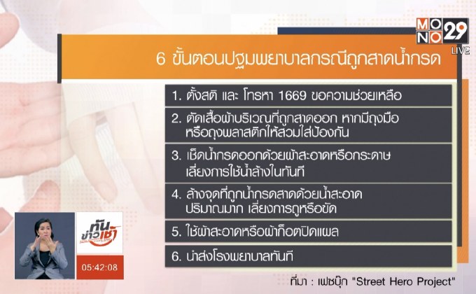 โซเชียลแชร์ 6 ขั้นตอนปฐมพยาบาลหากถูกสาดน้ำกรด