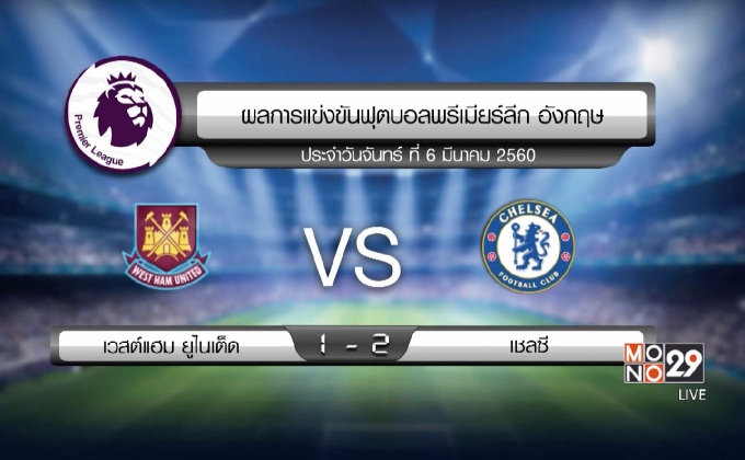 ผลฟุตบอลพรีเมียร์ลีก นัดมันเดย์ไนท์