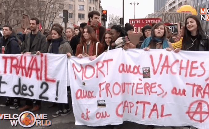 นักศึกษาต้านการปฏิรูปแรงงานปะทะกับตำรวจในฝรั่งเศส