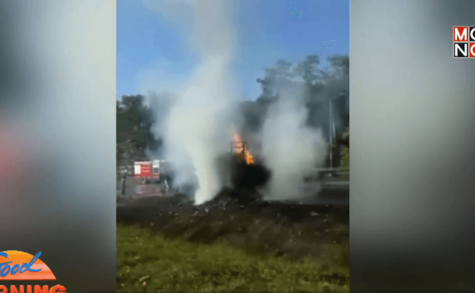 ไฟไหม้รถบรรทุกเคมีภัณฑ์ เสียหายกว่า 3 ล้านบาท