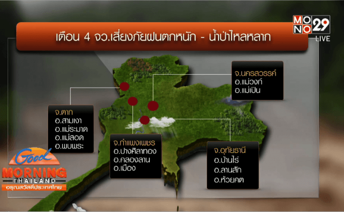 เตือน 4 จังหวัดภาคเหนือระวังดินถล่ม-น้ำป่าไหลหลาก