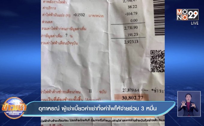 อุทาหรณ์ ผู้เช่าเบี้ยวค่าเช่าทิ้งค่าไฟให้จ่ายร่วม 3 หมื่น