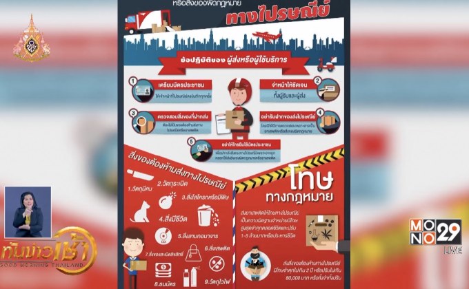 เตือนลักลอบส่งยาเสพติดทางพัสดุ โทษถึงประหาร