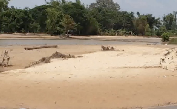 กองทรายทับถมนาข้าว หลังน้ำลด