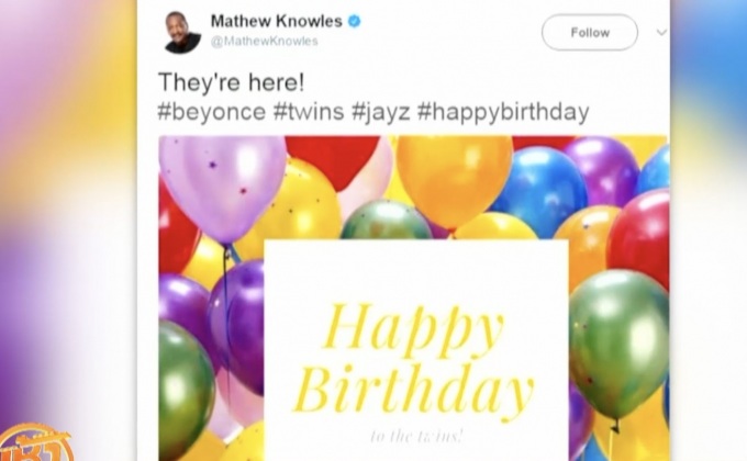 พ่อ “บียอนเซ่” ทวิตอวยพรวันเกิดหลานแฝด