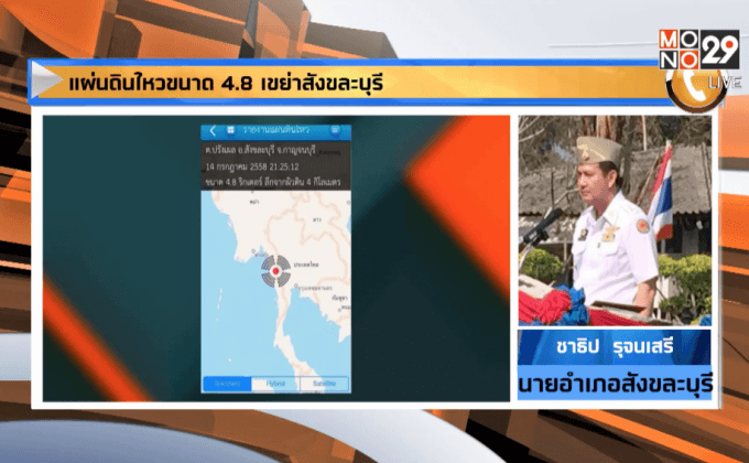 แผ่นดินไหวขนาด 4.8 เขย่าสังขละบุรี