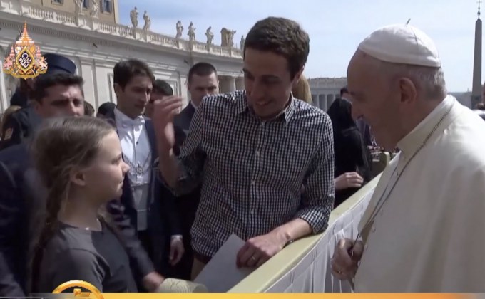 นักเคลื่อนไหวด้านสิ่งแวดล้อมรุ่นเยาว์เข้าเฝ้าฯ โป๊ป