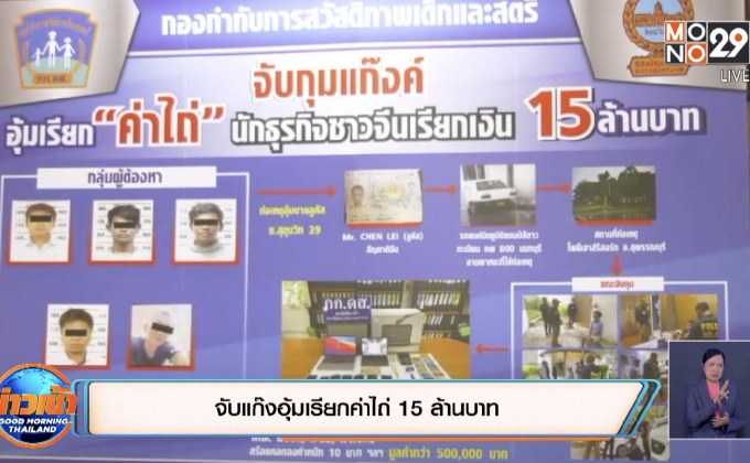 จับแก๊งอุ้มเรียกค่าไถ่ 15 ล้านบาท