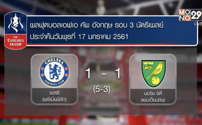 ผลฟุตบอลเอฟเอ คัพ รอบ 3 นัดรีเพลย์