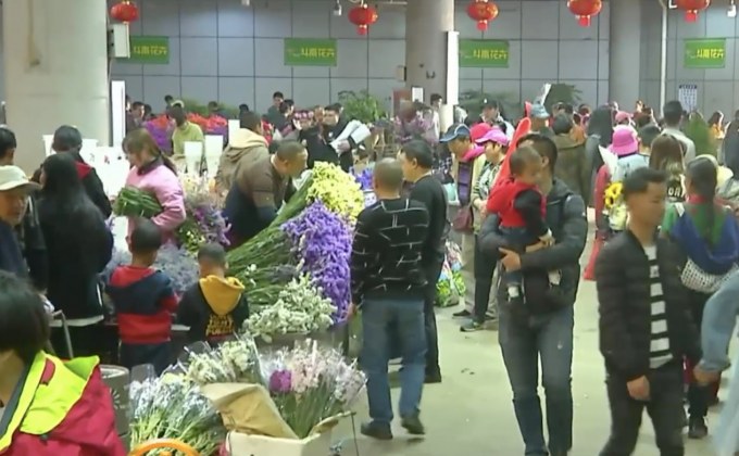 ตลาดดอกไม้จีนคึกคักรับวาเลนไทน์