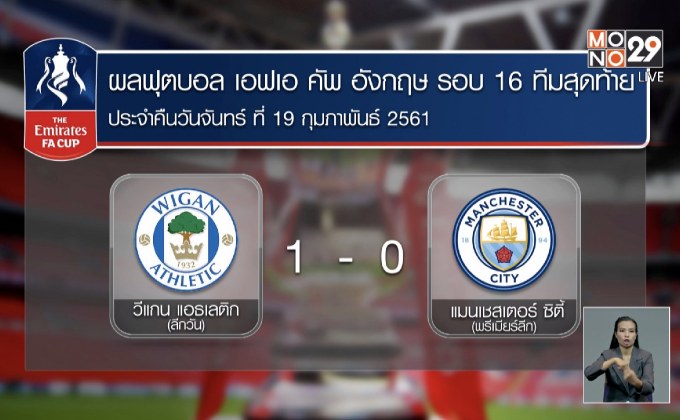 ผลฟุตบอลเอฟเอ คัพ รอบ 16 ทีมสุดท้าย