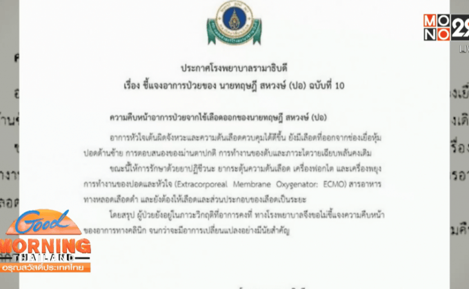 “ปอ ทฤษฎี” ยังอยู่ในภาวะวิกฤตอาการคงที่