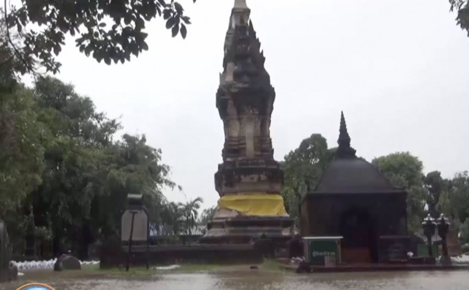 ยโสธรน้ำท่วมธาตุก่องข้าวน้อยฯ หวั่นถล่ม