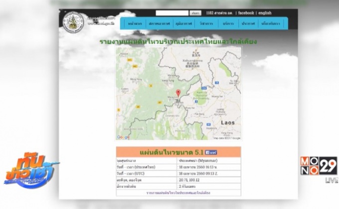 แผ่นดินไหวเมียนมาขนาด 5.1 สะเทือนถึงเชียงราย
