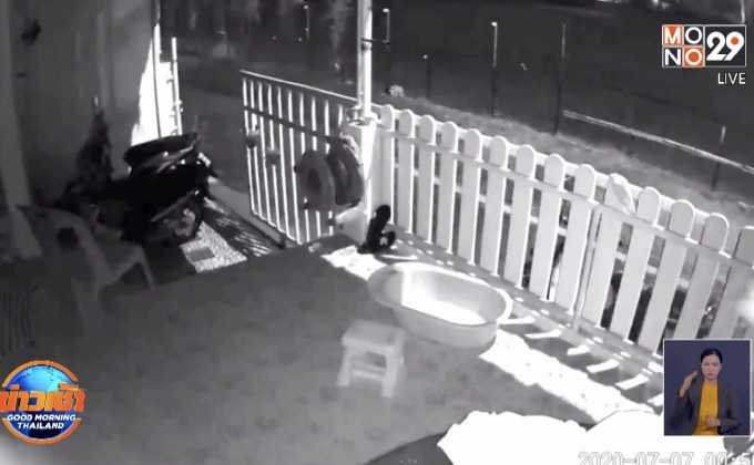 วงจรปิดเผยภาพประตูรั้วหน้าบ้านเลื่อนเปิดได้เองกลางดึก