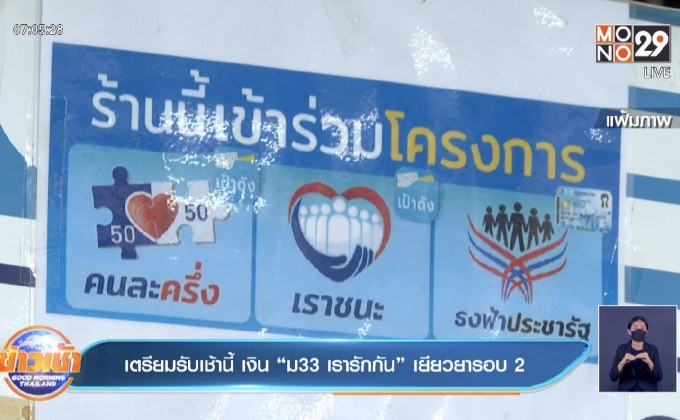 เตรียมรับเช้านี้ เงิน “ม33 เรารักกัน” เยียวยารอบ 2