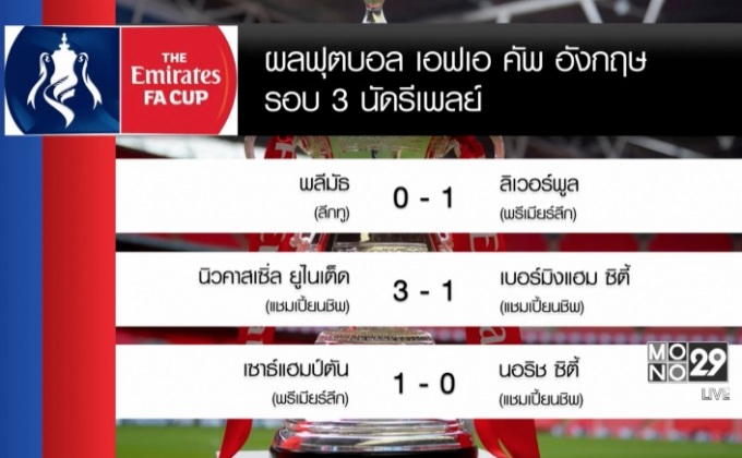 ผลฟุตบอลเอฟเอคัพรอบ 3 นัดรีเพลย์