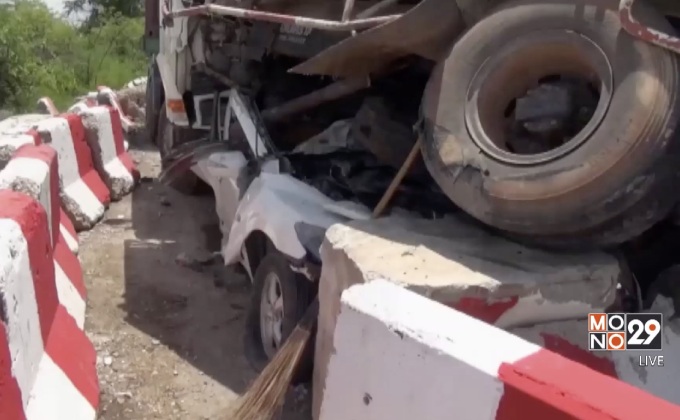 รถพ่วงเบรคแตกชนรวดเกือบ 10 คัน จ.ปราจีนบุรี