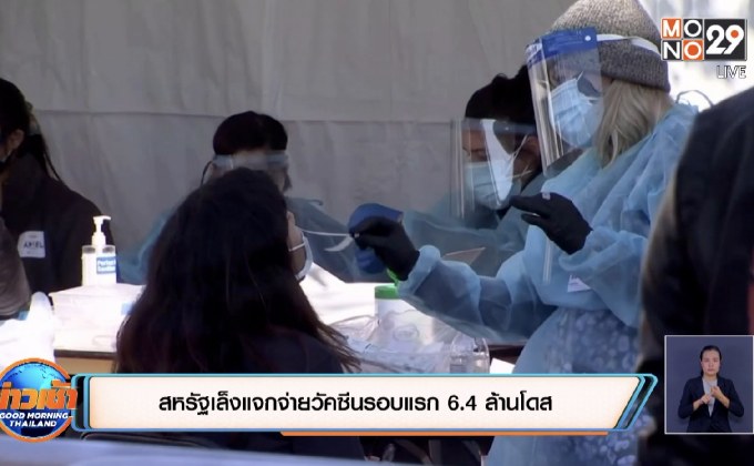 สหรัฐเล็งแจกจ่ายวัคซีนรอบแรก 6.4 ล้านโดส