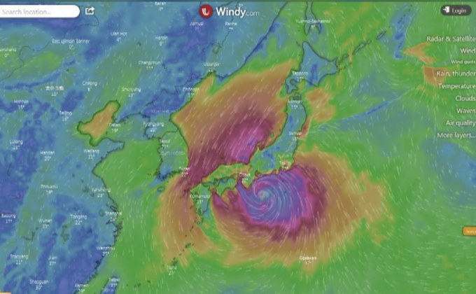 พายุฮากิบิสทำให้ฝนตกหนักที่โตเกียว