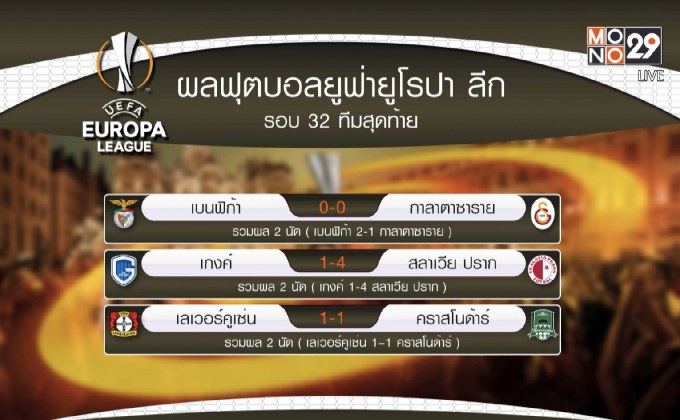 ผลฟุตบอลยูฟ่า ยูโรปาลีก รอบ 32 สุดท้าย นัดที่สอง