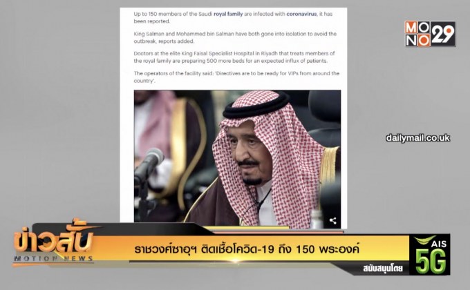ราชวงศ์ซาอุฯ ติดเชื้อโควิด-19 ถึง 150 พระองค์