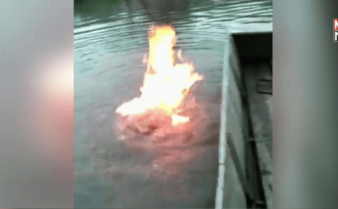 จุดไฟติดบนผิวน้ำ จ.พะเยา