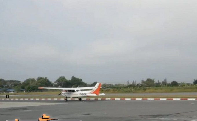 เครื่องบินเล็กพ่นน้ำช่วยลดฝุ่นพระราม 2 ได้ 30 %