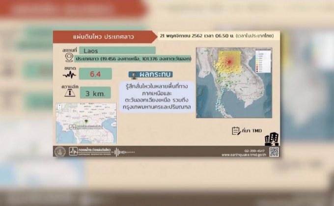 แผ่นดินไหวที่ลาวเกิดอาฟเตอร์ช็อกหลายครั้ง