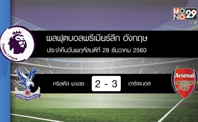 ผลฟุตบอลพรีเมียร์ลีก อังกฤษ