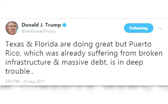 “ทรัมป์” ย้ำ เปอร์โตริโกยังต้องชำระหนี้