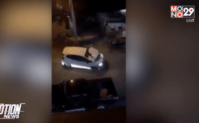 รถยนต์พุ่งชนกำแพงร้านตู้ซักผ้าหยอดเหรียญ