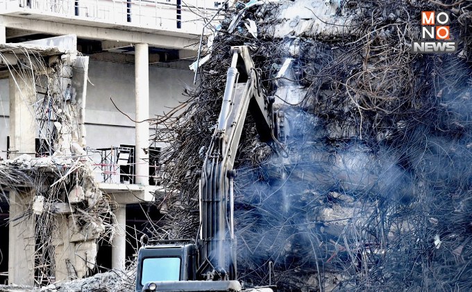 ตัดยอดซากตึกถล่มลง 5 เมตร ลดความชัน ปูทางเครื่องจักรหนักลุยต่อเนื่อง