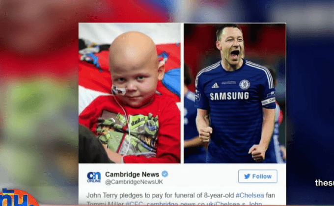 “เทอร์รี่” จ่ายค่างานศพให้เด็กเสียชีวิตจากมะเร็ง