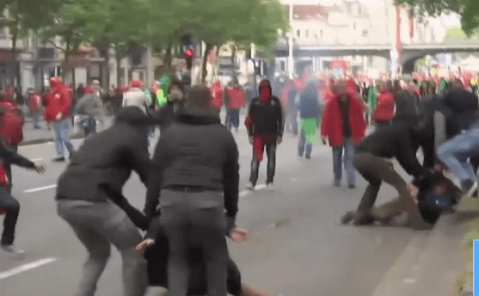 ผู้ประท้วงปะทะตำรวจในเบลเยียม