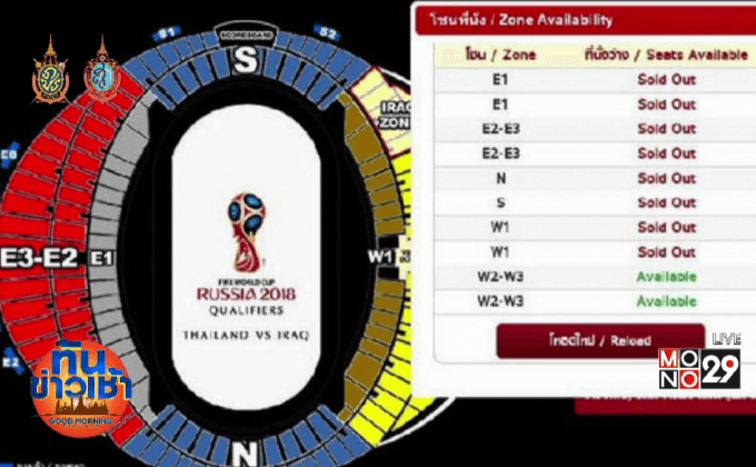 ตั๋วแพ็คเกจ “ช้างศึก” คัดบอลโลกขายเกลี้ยง