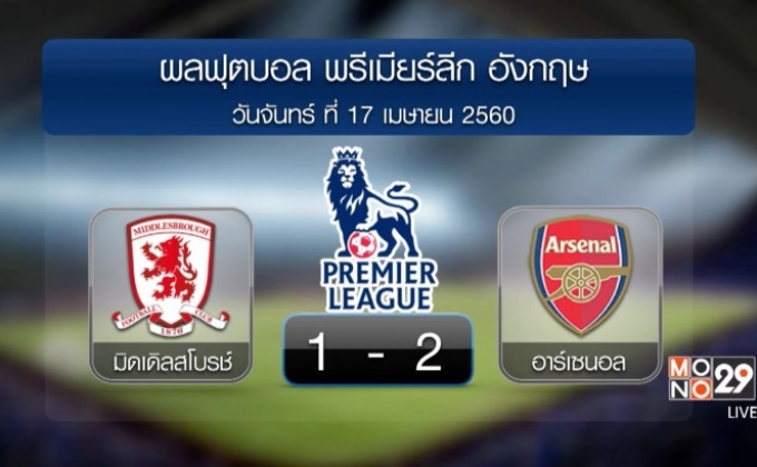 ผลฟุตบอลพรีเมียร์ลีก อังกฤษ นัดมันเดย์ไนท์