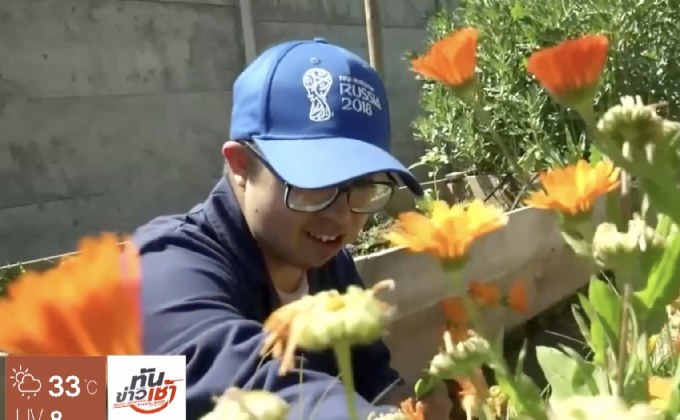 เยาวชนดาวน์ซินโดรมร่วมโครงการ “ปลูกผัก-สร้างงาน”