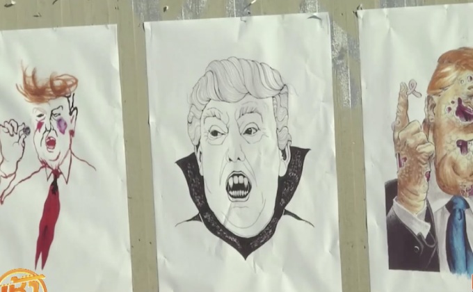 ศิลปะล้อเลียน “ทรัมป์” ในสวีเดน